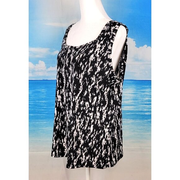 SLIM FACTOR by INVESTMENTS Womans BLACK/WHITE Top Abstract shirt size 1x - Picture 1 of 4